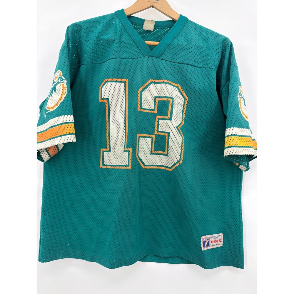 Vintage Logo 7 Miami Dolphins Dan Marino 13 Jersey Mens XL Teal Mesh Made in USA